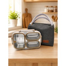 304 Paslanmaz Çelik 3 Bölmeli Kahve Lunch Box Termal Çantalı – Sızdırmaz Kapaklı Beslenme Kabı,
