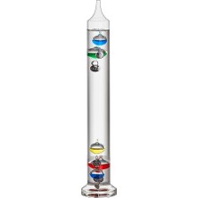 Dostmann Galileo Galilei Analog Cam Termometre, 18.1018, Sıvı Termometresi, 28 Cm, Iç Sıcaklık Ölçümü, Kolay Okunur, Gümüş Sıcaklık Işaretleri, Dekoratif Obje, 18 Ila 26°c, Renkli