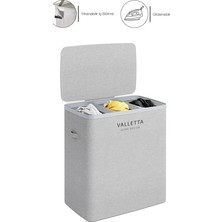 Paloma 120L Üç Yıkanabilir Bölmeli Katlanabilir Kumaş Kirli Çamaşır Sepeti Light Gray Xl