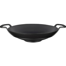 Döküm Wok Tava, Metal Kulplu, 38CM, Siyah