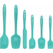 Drongo Isıya Dayanıklı Yanmaz Yapışmaz Silikon Spatula Seti 6 Parça Turkuaz