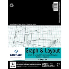 Sanatçı Serisi Grafik ve Düzen Kağıdı, 4'e 4 Mavi Izgara, Katlanır Ped, 8,5X11 Inç, 40 Yaprak (20 Lb/75 G) - Yetişkinler ve Öğrenciler Için Sanatçı Kağıdı - Renkli Kalem, Işaretleyici,