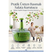 Pratik Üstten Basmalı Salata Kurutucu 26 cm Sebze Yeşillik Süzgeci Kurutma Haznesi Bpa Içermez Sağlam Plastik 720894