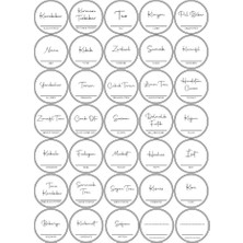 35 Adet Yuvarlak Baharat Kavanoz Etiketi Sticker Seti 4x4 cm