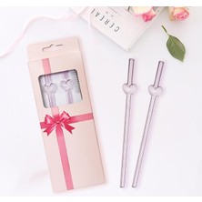 Hause 3 Parça Kalpli Cam Pipet Seti | Yeniden Kullanılabilir Isıya Dayanıklı Borosilikat Cam Pipet ve Temizleme Fırçası, Estetik Soğuk Kahve, Kokteyl ve Meşrubat Pipeti (Model: K-6401)