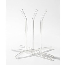 Şeffaf Cam Pipet Seti - 15 cm Boy Eğri Cam Pipet - Kokteyl, Soğuk Kahve ve Meşrubat Pipeti