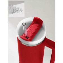 cm Stanley Quencher Uyumlu Kalp Şekilli Tritan Malzeme Yedek Pipet Seti (4 Pipet ve 1 Fırça) Stanley 30 Oz ve 40 Oz Bardaklar ile Uyumlu, Ekstra Uzun, Şeffaf