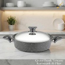 cm Granit Karnıyarık & Pilav Tenceresi Çelik Kapak - Gri