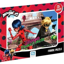 Games Mucize: Uğur Böceği ile Kara Kedi Lisanslı 35 Parça Çerçeveli 34X24CM Çocuk Puzzle Yapboz (Kırmızı2)