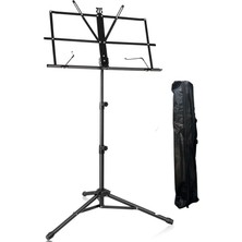 Profesyonel Metal Nota Sehpası, Elektrostatik Toz Boyalı Metal Alaşım, Mat Siyah, Katlanabilir, Tripod