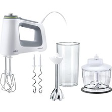 Multimix 5 Hm 5137 El Mikseri, Kademesiz Hız Ayarlı El Mikseri, Çırpma Teli, Yoğurma Kancası, Püre Çubuğu, Doğrayıcı ve 600 ml Karıştırma ve Ölçüm Kabı, 750 Watt, Beyaz