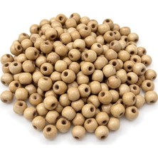 mm Cilalı Ahşap Boncuk 250+ Adet, Yuvarlak Do Ğal Ahşap BONCUK,100 G,takı ve Hobi Malzemesi