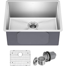 Standart Pro 60 cm 16 Ayar Alttan Montaj Tek Kase Paslanmaz Çelik Mutfak Lavabosu, KHU101-23