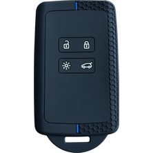 Keys Austral, Megane 4, Talisman, Clio 5 Için Silikon Anahtar Kılıfı, Petek Desenli, Siyah-Mavi