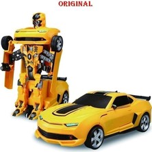 Bumblebee Robota Dönüşen Araba Pilli - Işıklı, Sesli, Camaro Araba, Robot Araba-25 cm Sarı