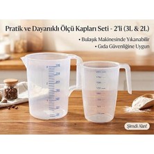 Amaçlı 2li Dereceli Ölçü Kabı Seti 1000ML- 2000ML Un, Şeker Sıvı ve Katı Ölçekli Hazne Ergonomik Maşrapa