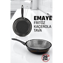 Fritözlü Emaye Kızartma Tavası- Kızartma Kaçerola Multi Kullanım 26 cm 721670
