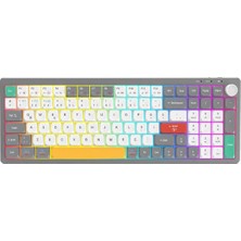 Lecoo GK100 3 Modlu Kablosuz Gaming Oyuncu ve Ofis Klavyesi %90 Gasket Membran Rgb Ses Düğmeli Türkçe Q Beyaz Gri