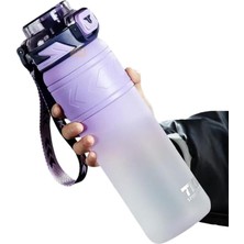800ML Pipetli/pipetsiz Kullanım Çift Renk El Askılı Soft-Touch Tritan Su Matara (Mor-Beyaz)
