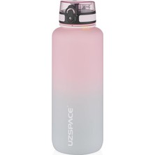 1500ML Çift Renkli Sızdırmaz Bpa Içermez Kilitlenebilir Kapaklı Motivasyonel Tritan Su Matarası (Pembe-Gri)