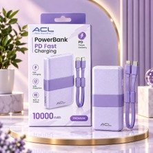 Acl Aura Akse 10000 Mah 22.5W Hızlı Şarjlı Dahili Kablolu Powerbank (Type-C ve Lightning Kablolu, Pd Fast)