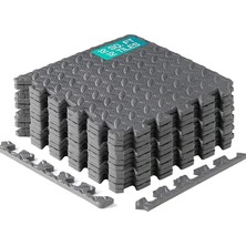(12 Square Feet (12 Tiles) - Gray) - Interlocking Exercise Foam Mats With Border - Cover 12 & 3.3sqm (Black Or Grey)