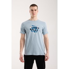 Maxi Modena Erkek Geometrik Baskı Detaylı Günlük T-Shirt - Mavi