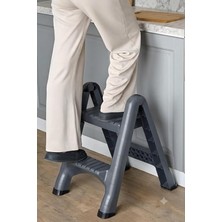 Katlı Katlanır Merdiven Tabure, Kaydırmaz Tabanlı, 200 kg Kapasiteli (Antrasit)