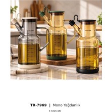 Arow Mono 1000 ml Cam Yağdanlık (Yeşil-Beyaz-Siyah) (Seçtiğiniz Renk 1 Adet)