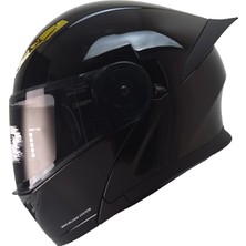 Kuzey Motor Fazer 965 Çene Açılır Kask Siyah (Siyah Camlı+Güneş Vizörlü)