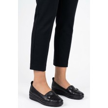Kaof Shoes Kadın Siyah Ortopedik Anne Ayakkabısı Kadın Günlük Ayakkabı Anne Babet Ayakkabı Klasik Ayakkabıı
