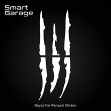 Smart Garage Far Pençe Sticker Araba Motosiklet Laptop Duvar Uyumlu Far Sticker 10X30CM Beyaz Siyah