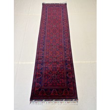 El Dokuma Afgan Halı Hamyap Desenli Kök Boya 82 x 292 cm