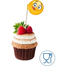 BK SUNUM Leziz Emojisi Baskılı Pasta,tatlı,servis Kürdanı