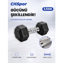 Ckspor 2,5 kg Altıgen Kauçuk Dambıl Hex Dumbbell Fitness Kuvvet Antrenmanı Ağırlığı