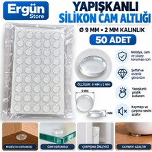 Ergün Store Silikon Bazlı Ses Stoperi 50 Adet Şeffaf Dolap Çekmece Tamponu Koruyucu