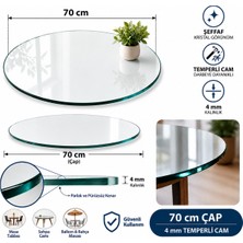 ED Efelez Design Masa Camı, Şeffaf Cam, Yuvarlak Cam, Masa Üstü Cam, 4mm Temperli Cam