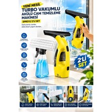 Hansel Yeni Nesil Turbo Vakumlu Akülü Cam Temizleme Makinesi Spreyli 2’li Set – Şarjlı Cam Silme ve Su Çekm