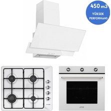 Eminçelik ve Afm Tech Marka / Bıond  Beyaz 3'lü  Ankastre Set (FM7601 + 31 221 Emaye + FM3301W)
