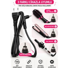 Belirtilmemiş Tüm Modeller Hava Üflemeli Fırça Saç Düzleştirici Fön Tarağı Için Yedek Güç Kablosu (Dişi Soketi ile Birlikte)
