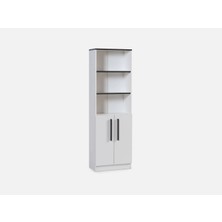 Palmera Infinity Kitaplık, Beyaz, 4 Raflı, Kapaklı, 55X170 cm