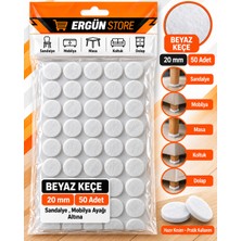 Ergün Store Sandalye Ayağı , Mobilya Ayağı , Masa Ayağı Keçe Beyaz Renk 20 mm 1 Yaprak 50 Adet