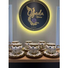 Ogeda Home Buenos 6 Kişilik Gold Çiçek Desenli Fincan Takımı-6'lı Gold Çiçekli Fincan Seti