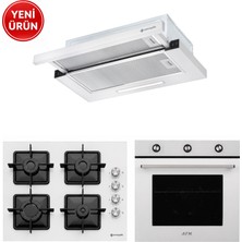 Eminçelik ve Afm Tech Marka /vall Beyaz Turbo  Ankastre Set (FM7601 + 12226  +1320 W60 Aspiratör.)