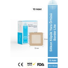 Yumuşak Silikon Köpük Yara Örtüsü Yapışkan Kenarlı Lite Su Geçirmez Nefes Alır Ağrısız Çıkarılır Ince Esnek 7,5x7,5 cm 10 Adet (1 Kutu)