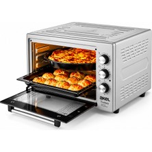 Zenviaa Akel AF-280 ( Saatli) Kare Midi Fırın ( 1200W & 32LT Hacim) ( 3 Kademeli Güç) ( Ayarlana
