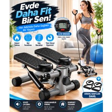 Raiden Crosstep Egzersiz Aleti Adım Bandı Step Hava Tırmanıcısı Direnç Bandı ve LCD Ekranlı Adım Spor Egzersiz Makinesi