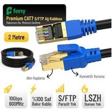 Feny FN-CAT7LS02 10GBPS Internet 600MHZ 2 Metre Cat7 Gold Patch Kablo (Yanmaz- Yüzde 100 Saf Bakır)