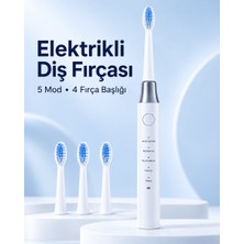 Str Store 1. Hassas ve Masaj Modlu USB Şarjlı Beyaz Elektrikli Diş Fırçası 3 Başlık Hediyeli