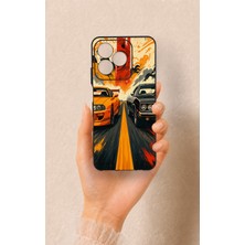 Vip Case Realme C53 Uyumlu Turuncu ve Siyah Araba Desenli Silikon Kılıf